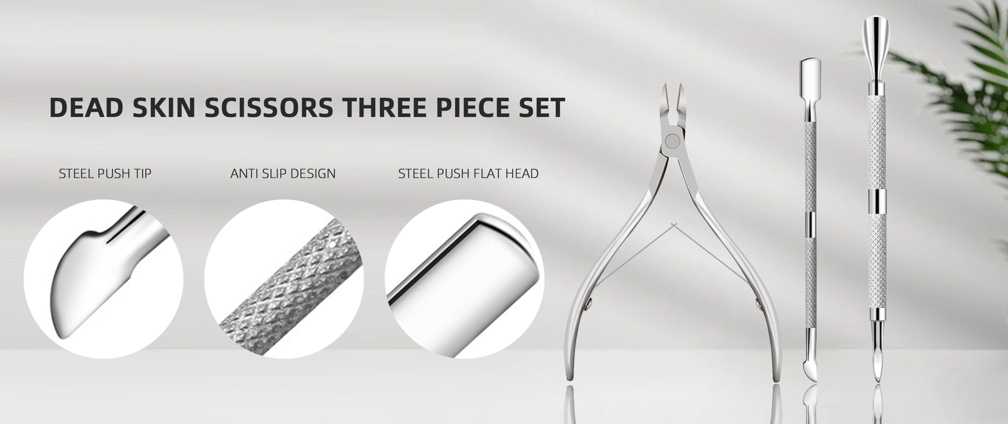 3pcs set Nails Exfoliating Tool Stainless Steel Scissors With Cuticle Pusher And Remover p 3416957