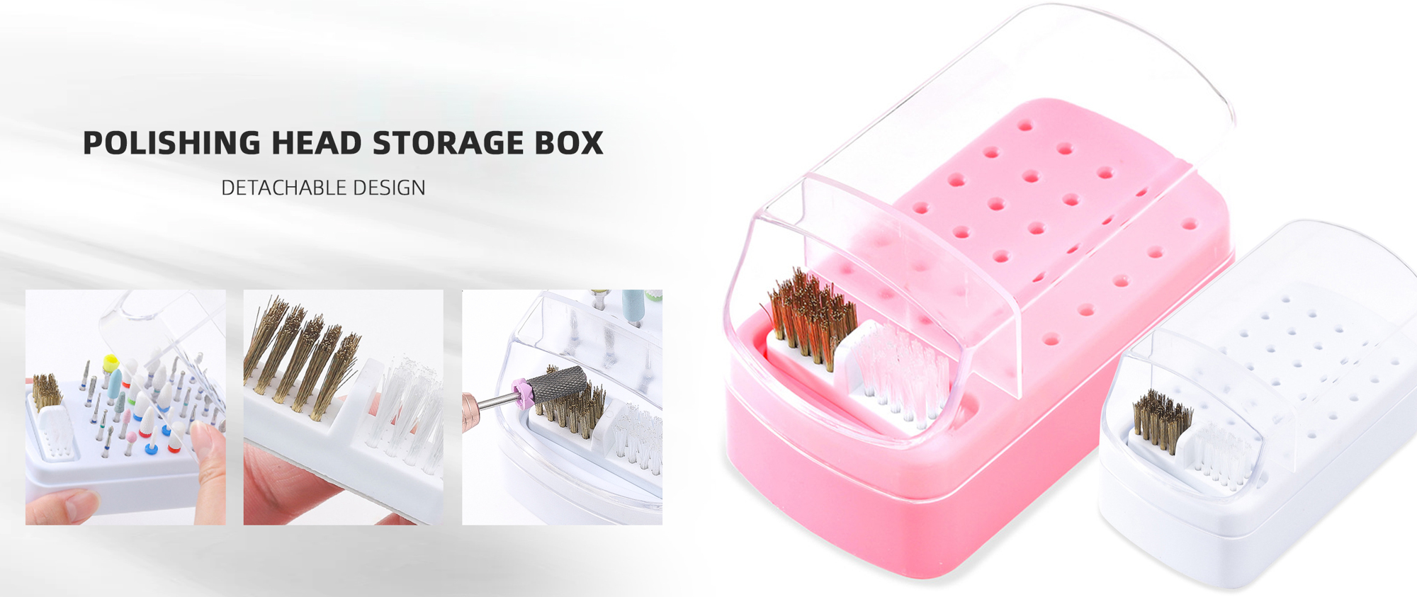 30 Holes 2 In 1 Nail Drill Grinding Polish Head Bit Organizer With Cleaning Brush Nail Drill Bit Storage Box With Dust Cover Nail Art Dustproof Stand Displayer Drill Bit Holder For Manicure p 35088771