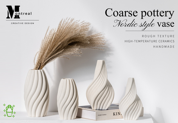 1Pc Minimalist Style Stripe Shape White Ceramic Vase Bedroom Living Room Home Decor Flower Vase Rama Decoration Rama p 38854290