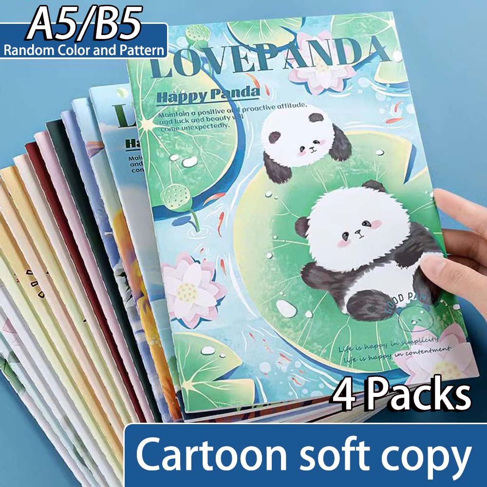 4pcs Set A5 B5 Cartoon Panda Pattern Soft Cover Notebook Random Color p 38895960