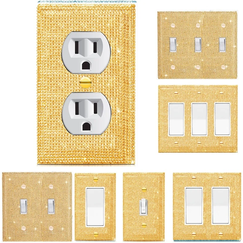 1pc Silver Gold Rhinestone Decorated Light Switch Cover Plate p 39412676