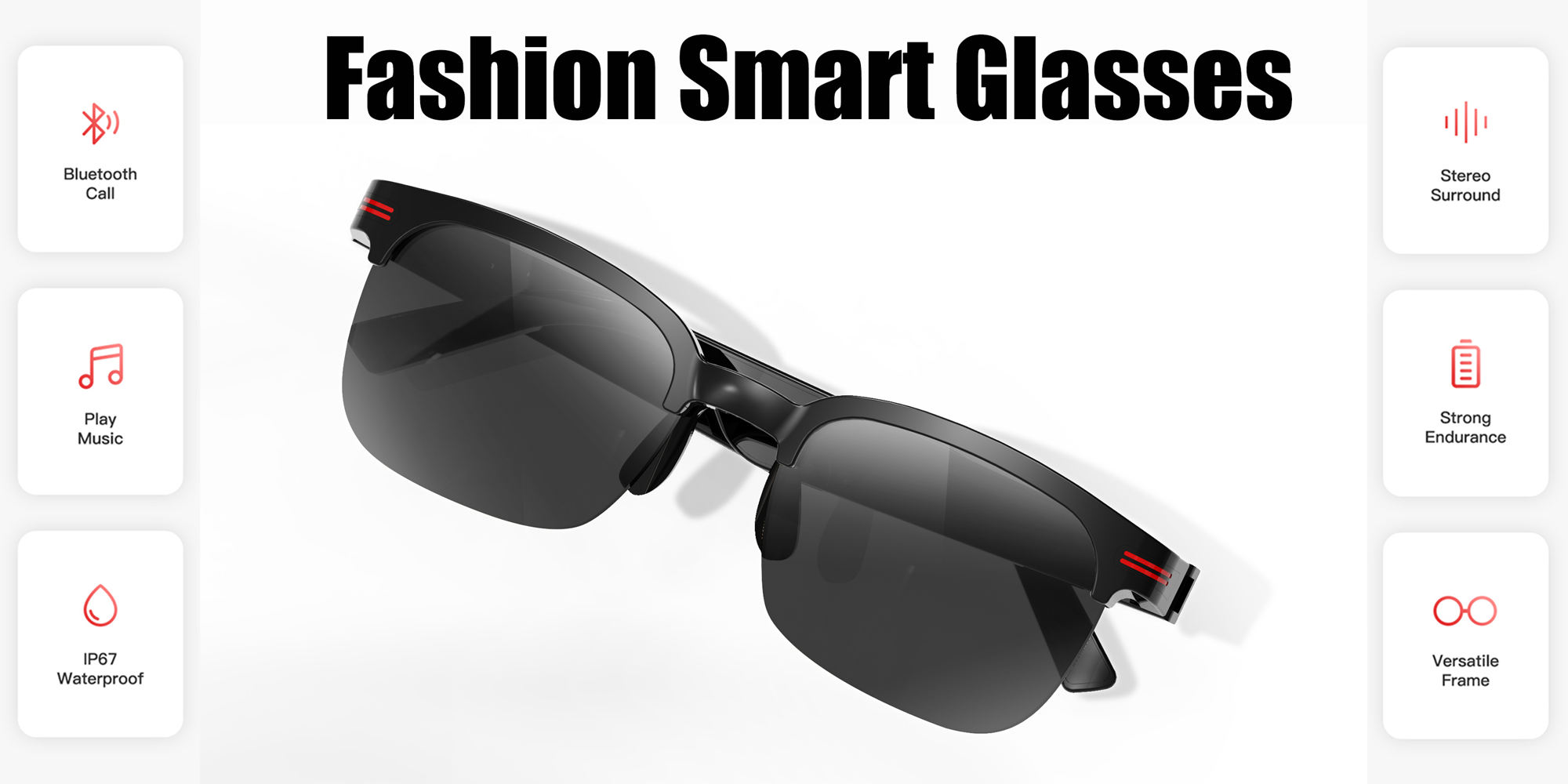 Ueasy 1pc Newest Fashion Smart Glasses For Men Wireless 5 0 Smart Outdoor Sports Fashion Glasses Call Voice Broadcast And Enjoy Music Anytime And Anywhere To Provide A New Visual Experience Leading The Technology For Outdoor Sports Office And Home p 39509077