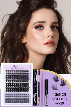Lash Extension Kit Q01 Q02 Q19 Eyelash Extension Kit DIY Lash Extension Kit 156 PCS Lash Clusters 8 16mm Cluster Eyelash Extensions Set With Lash Bond And Seal Lash Remover Lash Brush Lash Applicator Tool p 36159002