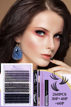 Lash Extension Kit 30D 40D 60D Eyelash Extension Kit 260Pcs DIY Lash Extension Kit Lash Clusters 8 16mm Cluster Eyelash Extensions Kit With Lash Bond And Seal Lash Remover Lash Brush Lash Applicator Tool p 37035034