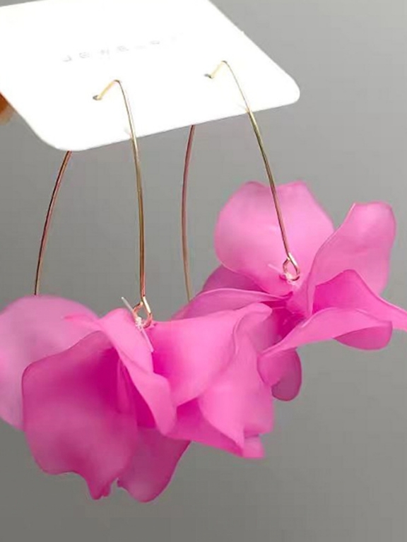 1pair Purple Flower Petal Combination Earrings Suitable For Daily Wear p 38426234