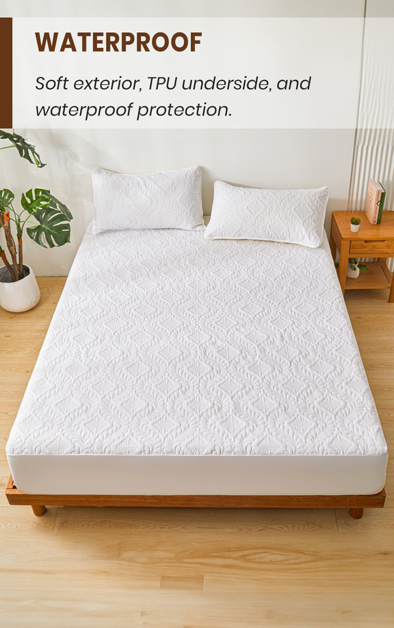 1pc Solid Color Waterproof Bed Sheet Bedding Fitted Sheet Waterproof Mattress Cover Soft And Comfortable Bedding For Bedroom Skin Friendly Mattress Protector Dustproof And Moisture Proof Mattress Protective Ultrasonic Embossed Fitted Sheet For All Size Bed Twin Full King Queen Size Independence DayIndependence Day Bedding Bedding Gifts Machine Washable p 32357108