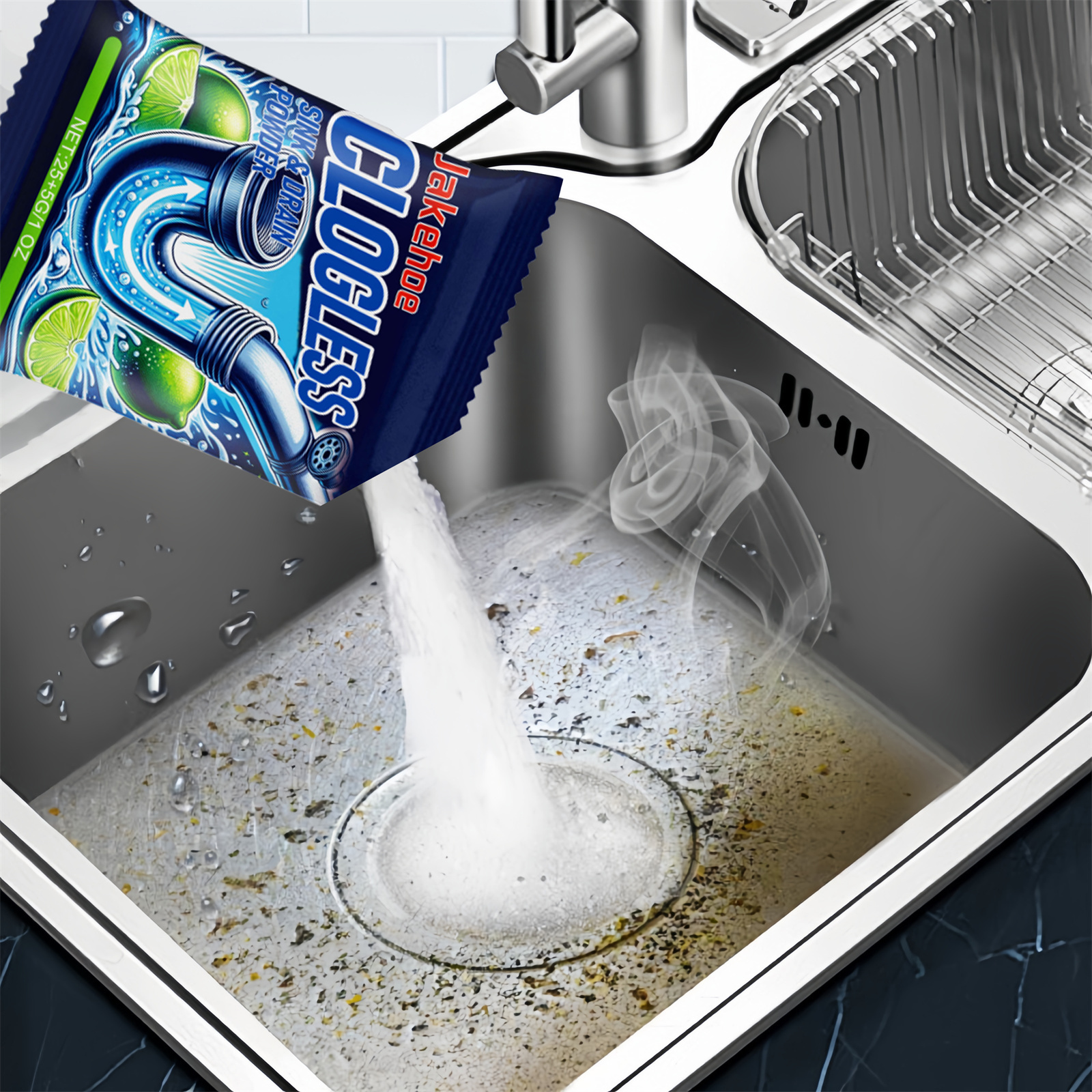 6packs Fast Dissolving Drain Cleaner Powder Strong Unclogging And Deep Cleaning For Kitchen Sinks And Bathroom Drains Removes Odors Safe And Effective Instant Results p 40061283