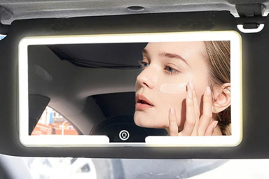 1pc 2025 New Car Sun Visor LED Cosmetic Mirror Rechargeable Led Car Makeup Mirror With Dimmable Touch Screen Makeup Mirror With 3 Light Modes Clip On Rear View Sun Shading Cosmetic Mirror Car Accessories Ideal Gifts For Women p 38296748