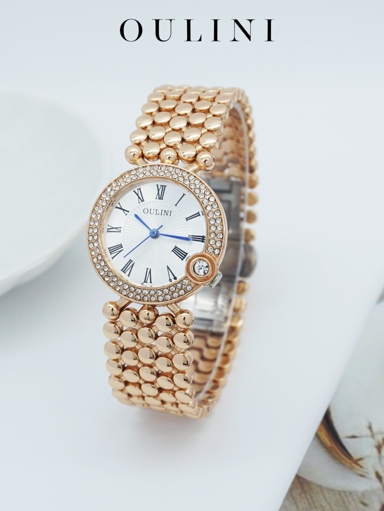 1pc OULINI Women s Quartz Watch Black Stainless Steel Strap Round Dial Fashion Elegant Suitable For Daily Decoration Great Gift For Girlfriend p 37421667