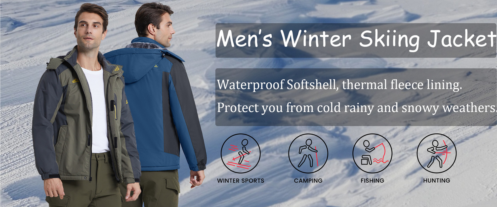 NASBING Men s Winter Ski Jacket Water Resistant Windproof Snowboard Thermal Lined Hooded Winter Clothes 4 Pockets Parka Hiking Camping Climbing p 39779228