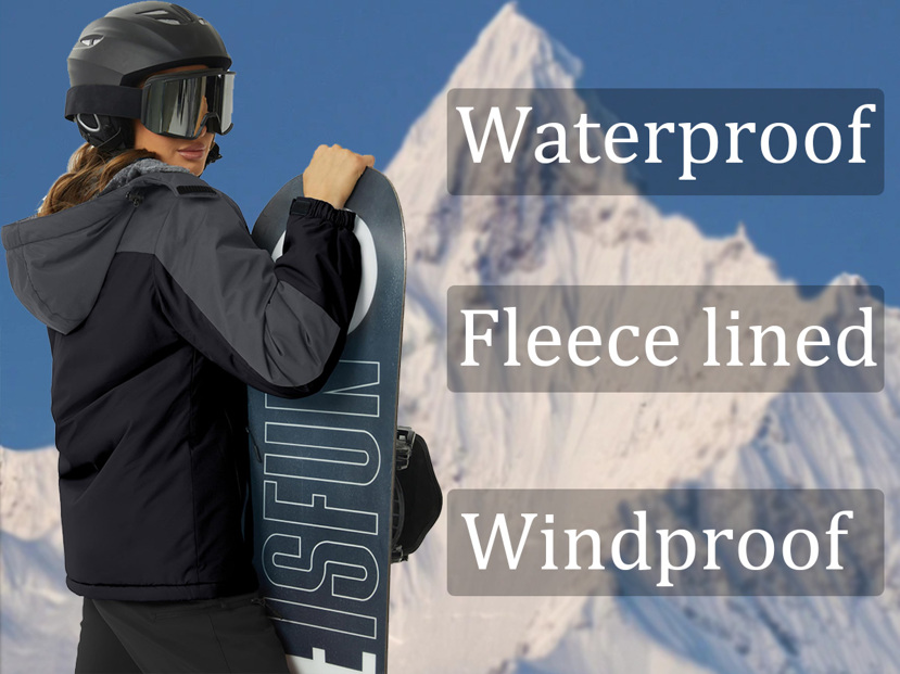 NASBING Women s Winter Skiing Jacket Water Resistant Windproof Thermal Lined Hooded Thermal Winter Clothes Windbreaker Hiking Skiing Camping Mountaining Coat p 40369078