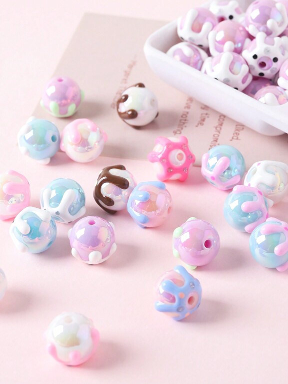Handpainted Beads Round Acrylic Craft Beads Variety Of Cute Colors Suitable For Holiday Gifts Jewelry Making Daily Accessories p 38529190