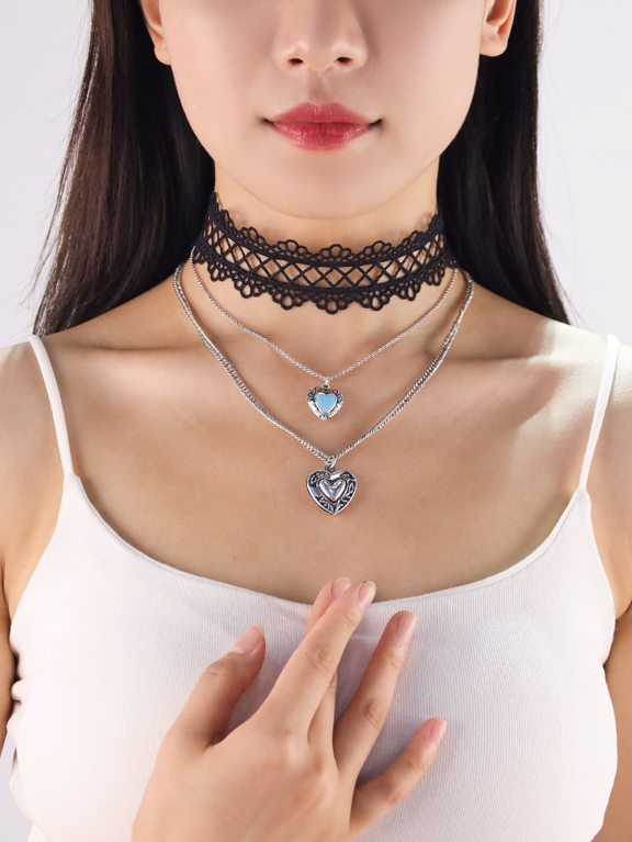 1pc Goth Fashionable Lace Ribbon Multi Layer Layered Black Choker Necklace Bohemian Style Suitable For Women To Wear In Various Occasions p 44076952