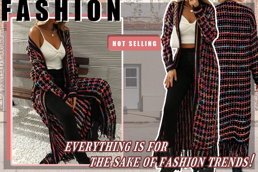 New Arrival Women Casual Fashion Long Colorful Tasseled Knitted Cardigan Long Sleeve Tops p 41778045