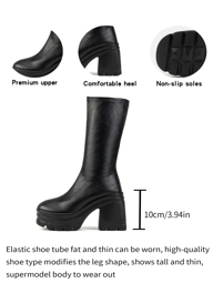 Classic Fashion Women s High Top High Heel Boots For Nightclub Mall Party Student Outdoor Work Gathering Solid Color With No Pattern Slip Resistant And Breathable Comfortable For Autumn And Winter Ideal With Skirt p 44775535