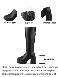 Women s Leather Patchwork Fashion Boots New 2024 Christmas Design Ladies Boots Black Round Toe Chunky Heel Over The Knee Boots p 45106121