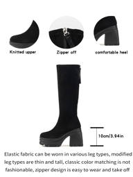 Women s Fashion Leather Patchwork Boots Christmas New 2024 Black Round Toe Wedge Platform Knee High Boots p 45105116
