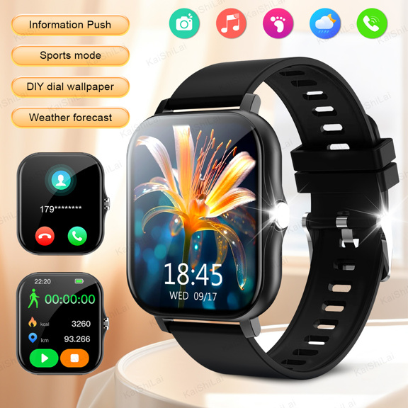 Hot New 1pc Unisex Silicone Strap Smart Watch Call Step Count Calorie Distance Tracking Multiple Sports Modes Alarm Call Message Reminder 1 83 Inch High Definition Full Screen Touch Compatible With Android IOS p 43373008