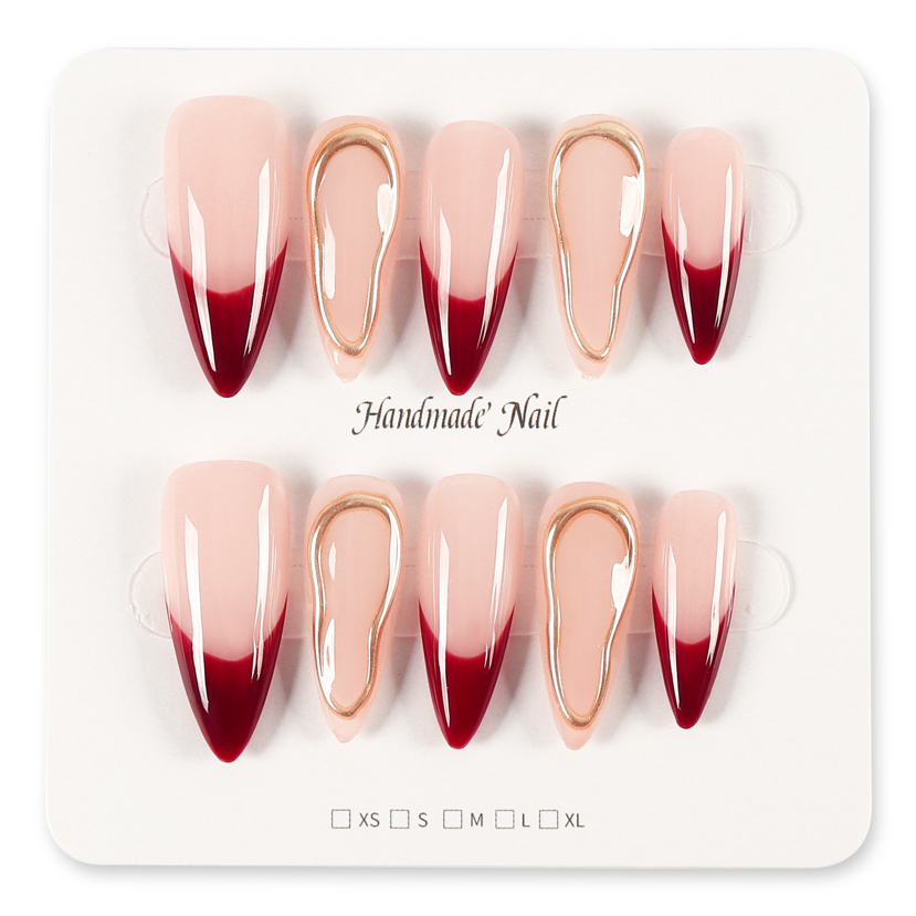 10PCS Handmade Press On False Nails Shiny Wearable Long Almond Shape False Nail p 41255727