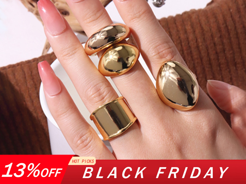 1pc Asymmetrical Gold Silver Plated Smooth Brushed Metal Stack Ring Vintage Fashion Jewelry Adjustable Open Ring For Women p 45500537