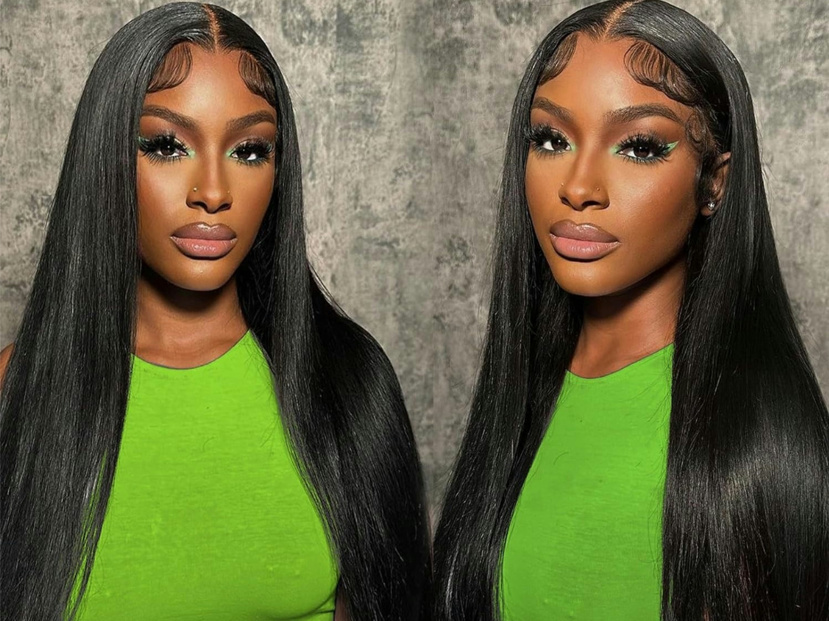 Eulisi 28Inch Lace Front Wigs Human Hair 13x4 Transparent Straight Lace Frontal Human Hair Wigs For Woman Pre Plucked 180 Density Natural Black Glueless Brazilian Virgin Human Hair Wig With Baby Hair p 44774260