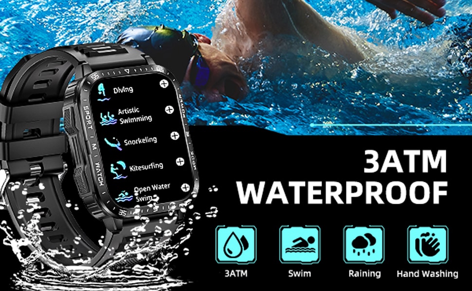 JELLOO Smart Watch For Men With LED Flashlight 3ATM Waterproof Watch 2 0 Big Screen Smartwatch 430mAh Fitness Tracker With Heart Rate Sleep Monitor Make Calls For IOS Android p 45416084