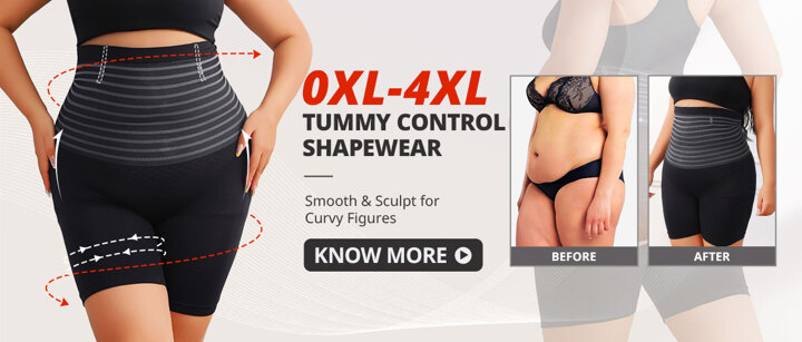 FLARIXA 1pc Plus Size High Waist Tummy Control Shapewear Shorts Postpartum Underwear Seamless Striped Belly Control Panties Body Shaper Butt Lifting Thigh Slimmer Plus Intimates p 42360590