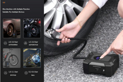 SUITU Tire Inflator Portable Car Air Compressor 12V120W With Pressure Gauge And LED Emergency Lighting Mini Car Inflator Pump Handheld Inflator Pump Suitable For Car Tires p 40820241