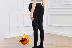 1pc Maternity Tights Black Thermal Lined Adjustable Belly Support Band Suitable For Everyday Wear p 43886539