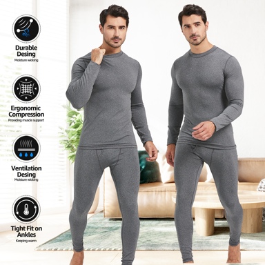 UNIQUEBELLA Boyfriend Style Men s Thermal Underwear Set Long Johns With Thermal Lined Winter Base Layer For Cold Weather Keep Warm Outdoor Skiing Top Bottom p 44747559