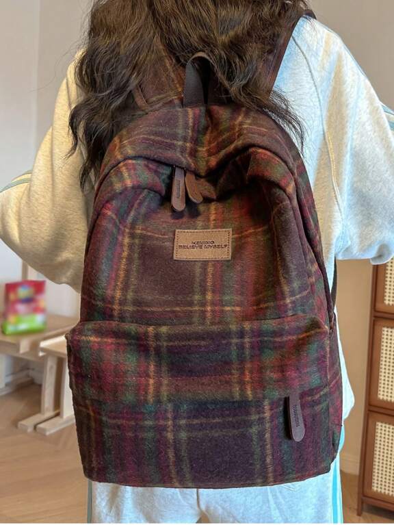 Letter Print Color Blocking Ladies Backpack With Multi Functional Pockets Back To School Supplies p 29012108
