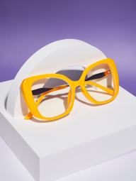 1 Pair Metal Frame Yellow Cat Eye Non Prescription Glasses For Women Suitable For Daily Wear Office Commute Glasses Accessories For Women p 41715473