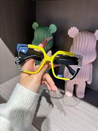1 Pair Unisex Large Frame Personalized Cat Eye Striped Print Decor Plain Glass Fashion Eye Glasses Suitable For Daily Match p 45986158