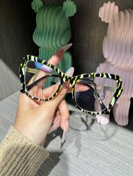 1pair Metal Chic Cat Eye Fashion Print Decorative Clear Glasses Suitable For Daily Outfit p 45994058