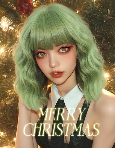 Christmas St Patrick sDay Synthetic Heat Resistant Wigs Short Wavy Bob Wig Green Wigs 14 Inch Winter Bangs Wigs Good Quality Synthetic Wigs Daily Party Use Cosplay Wigs p 47961362