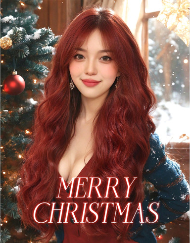 Christmas Wigs Synthetic Heat Resistant Wigs Long Wavy Wig Red Wigs 26 Inch Winter Bangs Wigs Good Quality Synthetic Wigs Daily Party Use Cosplay Wigs Christmas Easter p 47937802