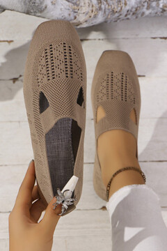 Knit Flat Square Toe Slip On Loafers Casual Mom Shoes For Spring Fall Breathable Non Slip Comfortable Moccasins p 46527482