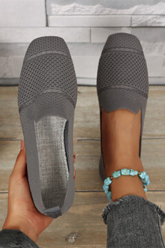 Women Knitted Flat Square Toe Loafers Comfortable Breathable Mother Shoes For Spring Autumn p 45109533