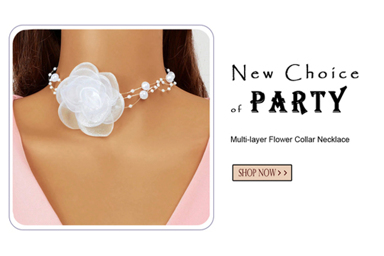 Flower Faux Pearl Decor Choker Valentines p 14128516