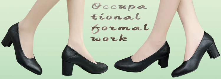 Women s Black Leather Comfy Soft Sole Work Shoes For Flight Attendant Breathable Non Slip Dress Pumps For Office Interview Waitress Shoes With Thick Medium Heel Versatile Low Vamp Shoes Spring Autumn 2025 New p 30014582