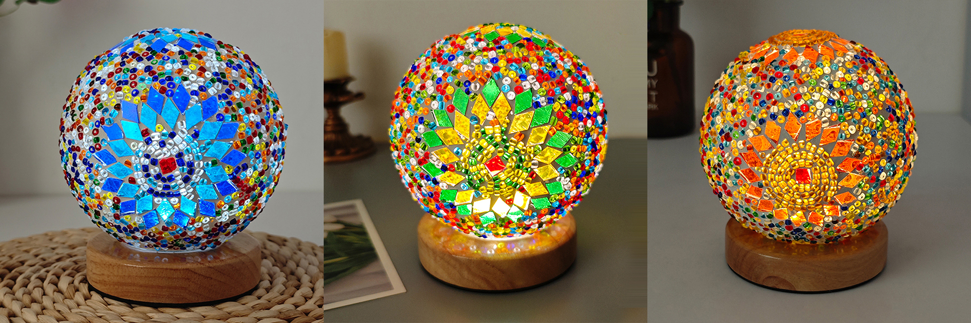 Bohemian Night Light Mosaic Glass Home Decor Bedroom Table Lamp With High Level Ambient Party Atmosphere p 47931765