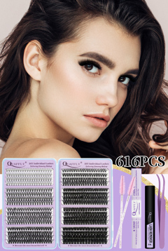 Fluffy Lash Extension Kit Wispy Eyelash Extension Kit 10 16MM Natural Lash Clusters 616PCS Cluster Eyelash Extensions With Lash Bond And Remover And Lash Applicator And Brush DIY Lashes Extension p 40857610
