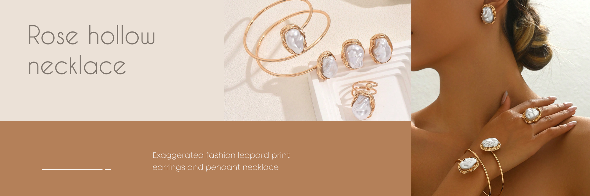 4pcs Set Baroque Pearl Jewelry Set Elegant Creative Iron Wire Wrapped Exaggerated Metal Style Earrings Bracelet Ring Gift For Festival p 48958042