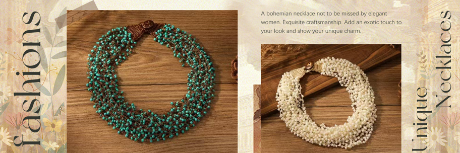 Handmade Crochet Beaded Necklace Bohemian Style European And American p 27273341