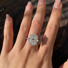 1pc Luxury 925 Silver 18K Gold Plated 4ct Radiant Cut Moissanite Wedding Ring For Women With GRA Certificate p 42517729