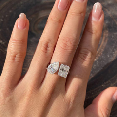 1pc 3 3ct Emerald Moissanite Diamond Halo Classic Solitaire Engagement Ring With GRA Certificate For Women p 39708602