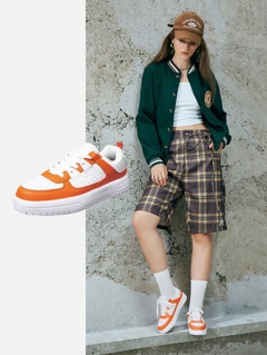 Orange Color Fashionable Contrast Casual Women s Low Cut Sneakers Festival Gift Birthday Gift Student Shoes Classic Lace Up Round Toe Women s Shoes Thick Soled Shock Absorbing Comfortable Skateboard Shoes p 34719320