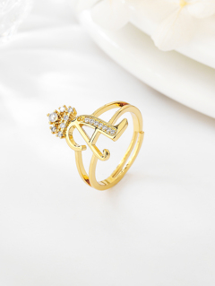 1pc Fashion Personalized Zirconia 26 Alphabet Letter Ring For Women Adjustable Couple Rings Luxury Gift Overseas New Design p 14841816