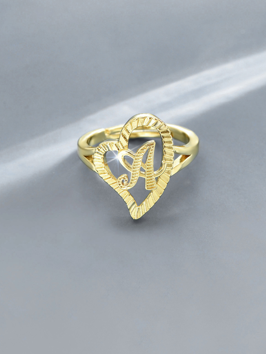 1pc Vintage Countryside Aesthetic 26 Alphabet Design Adjustable Ring For Women And Couples Suitable For Party And Travel Gifts p 22426200