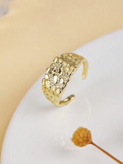 1pc Minimalist Textured Gold Geometric Square Pattern Ring Unisex New Release Suitable For Holiday Wear p 44869850
